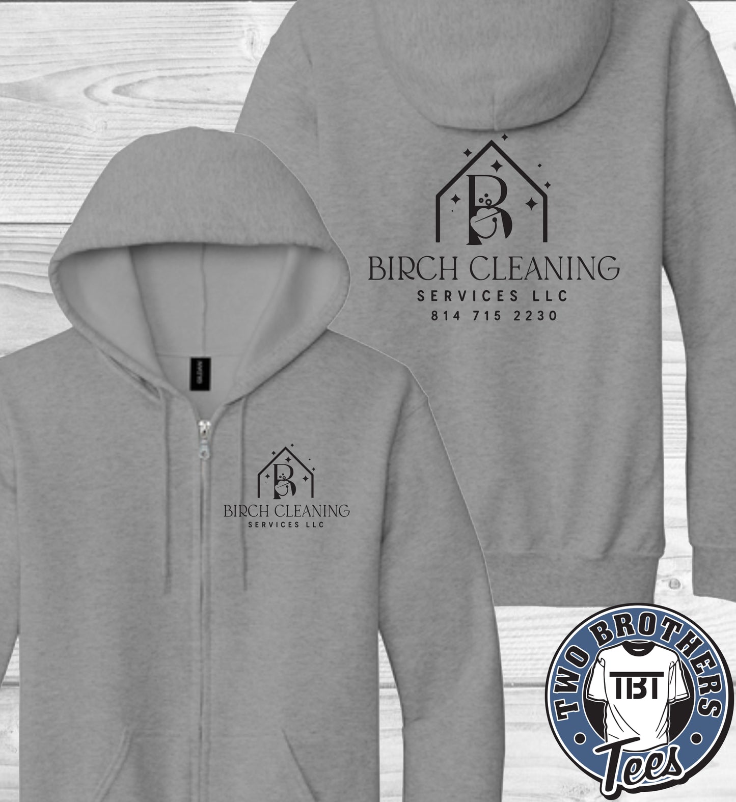 Birch Cleaning Services Full-Zip Hooded Sweatshirt