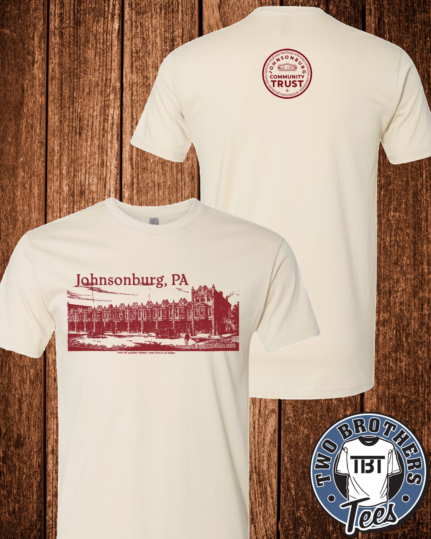 Johnsonburg Red Brick Block T-Shirt - Design on Front / Trust Logo on Back