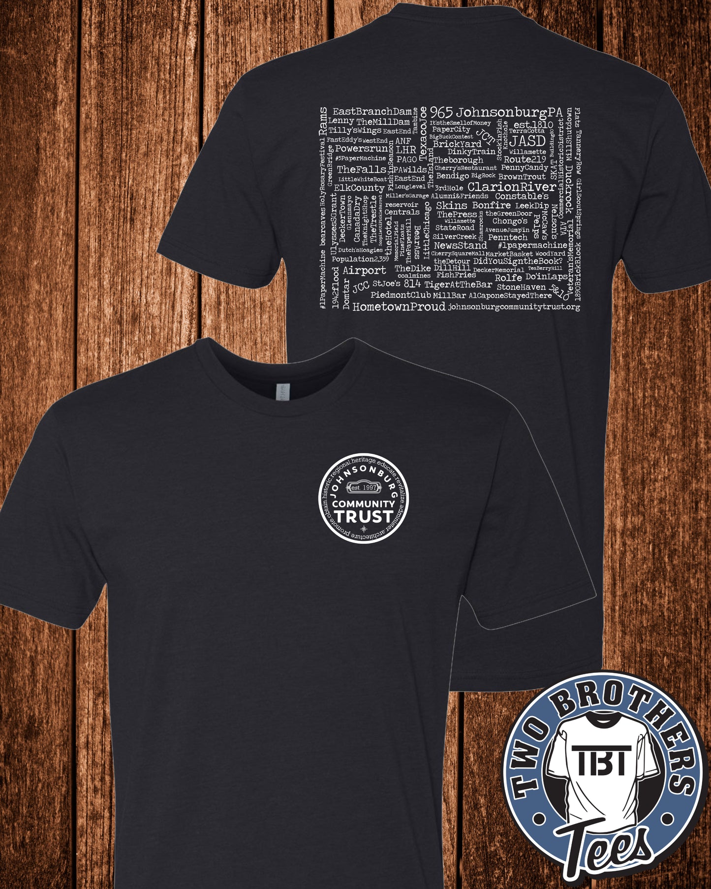 Johnsonburg Word Cloud T-Shirt - Trust Logo on Front / Design on Back