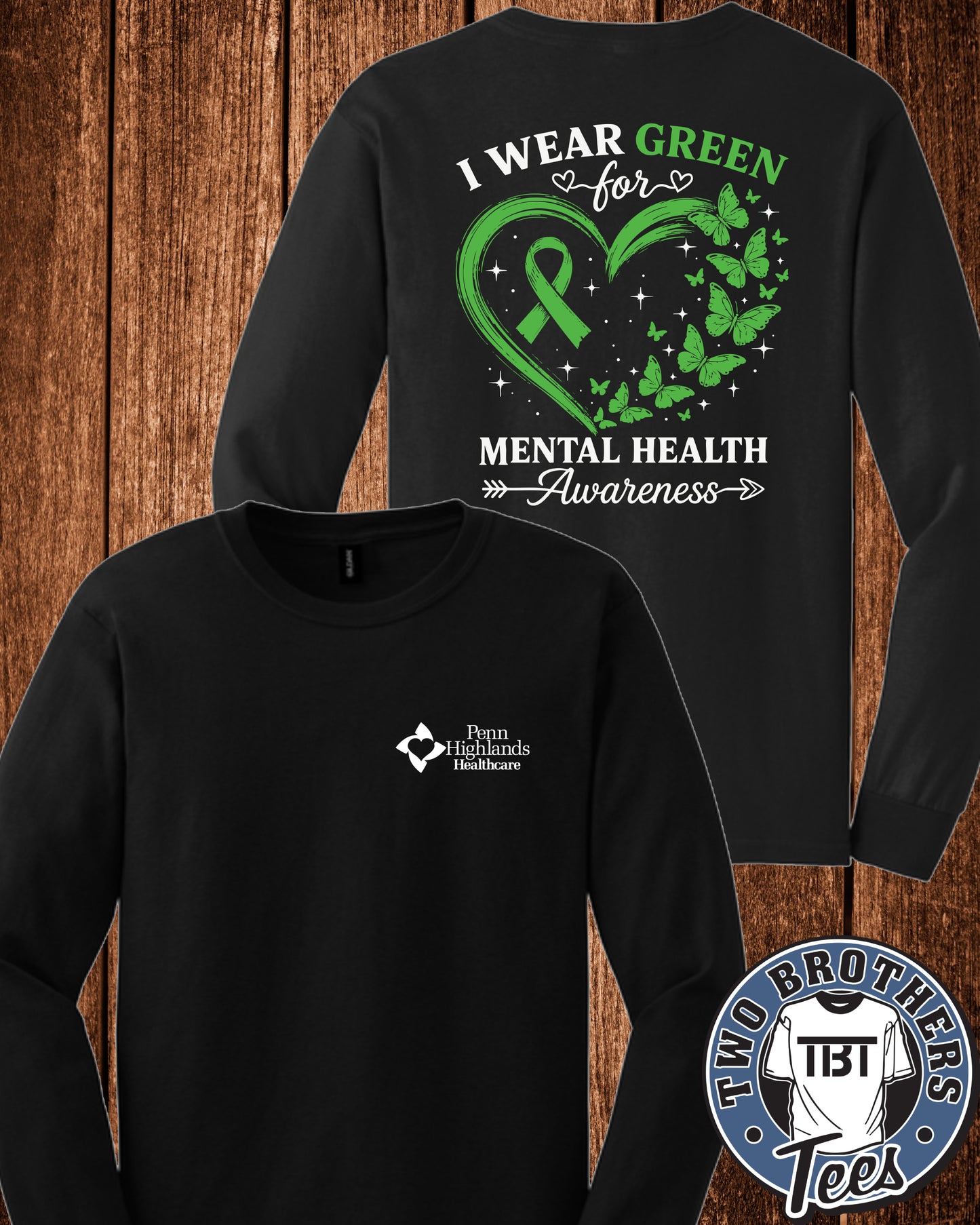 PHH Behavioral Health Long Sleeve T-Shirt - Green Awareness Design