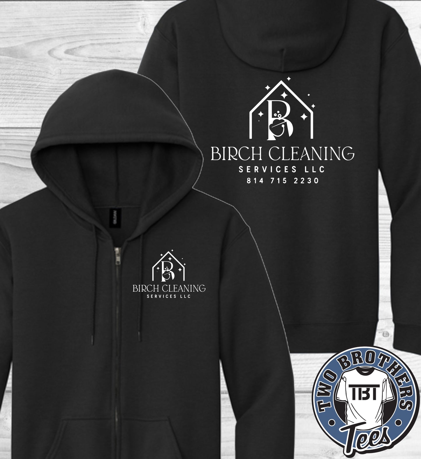 Birch Cleaning Services Full-Zip Hooded Sweatshirt