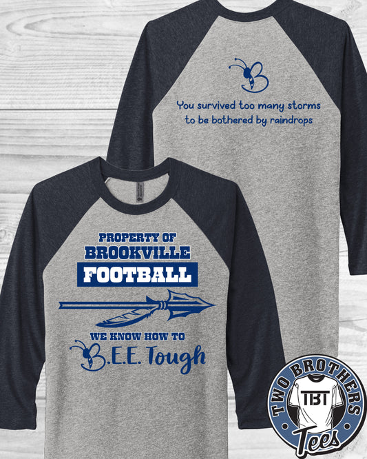 B.E.E. Tough Property of Brookville Football 3/4-Sleeve T-Shirt
