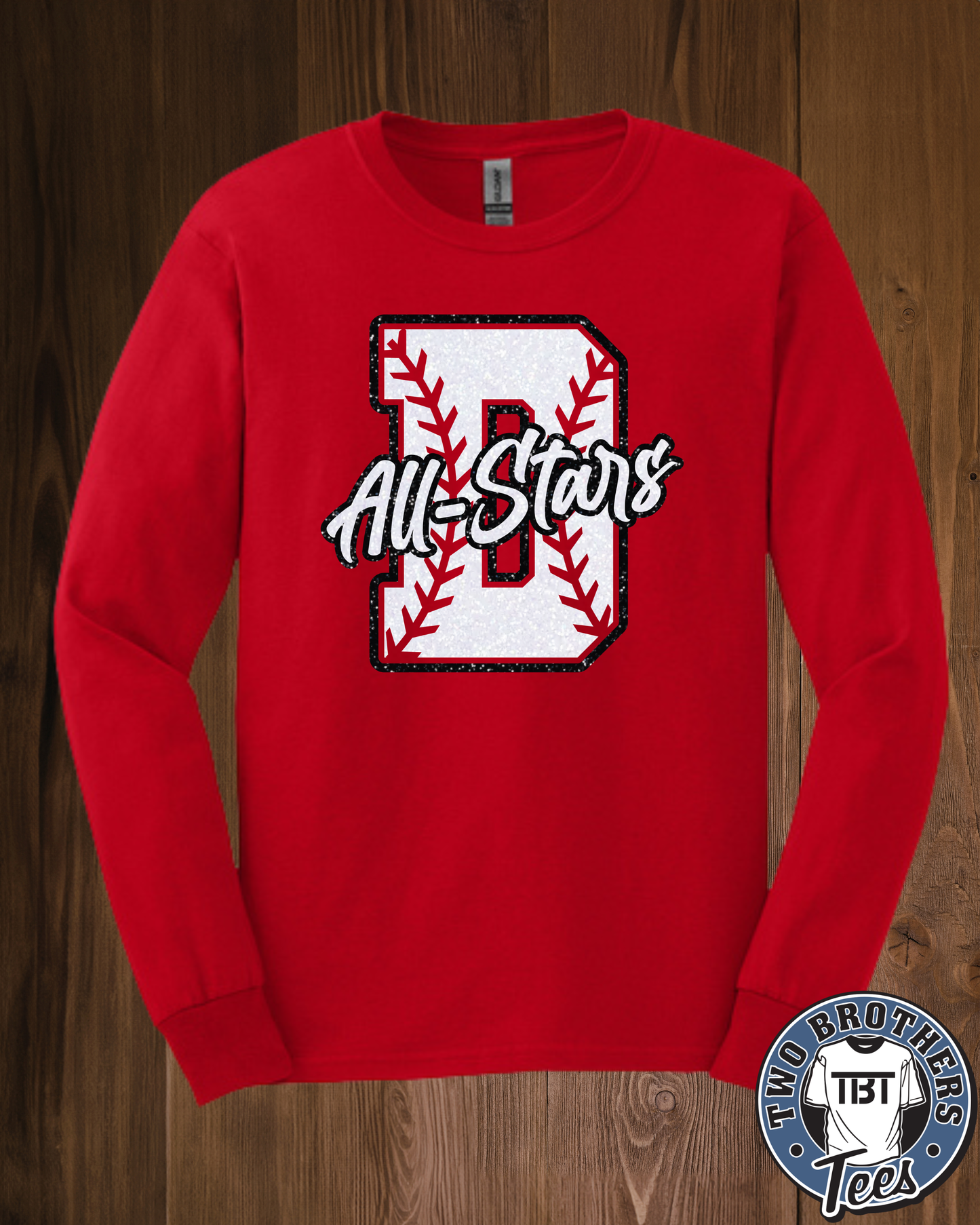 DuBois All Stars "D" Baseball Long Sleeve T-Shirt - With Glitter