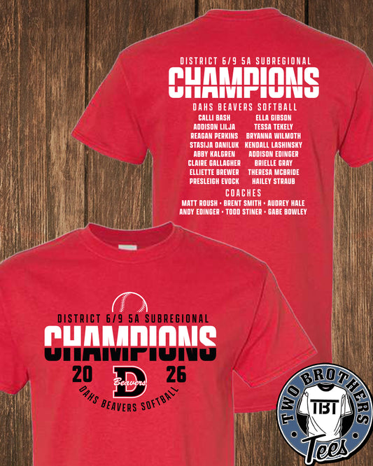 DAHS Softball Champions T-Shirt