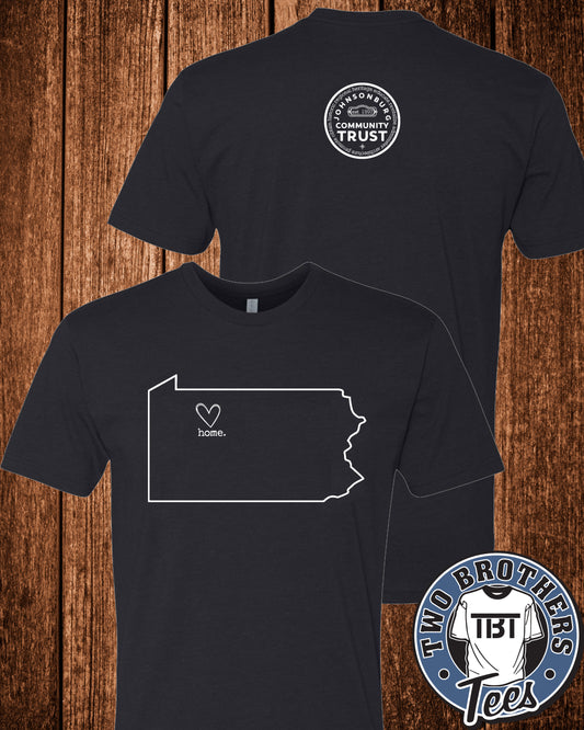 Johnsonburg PA State with Heart T-Shirt - Design on Front / Trust Logo on Back
