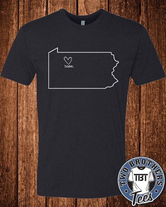 Johnsonburg PA State with Heart T-Shirt - Design on Front Only / No Back