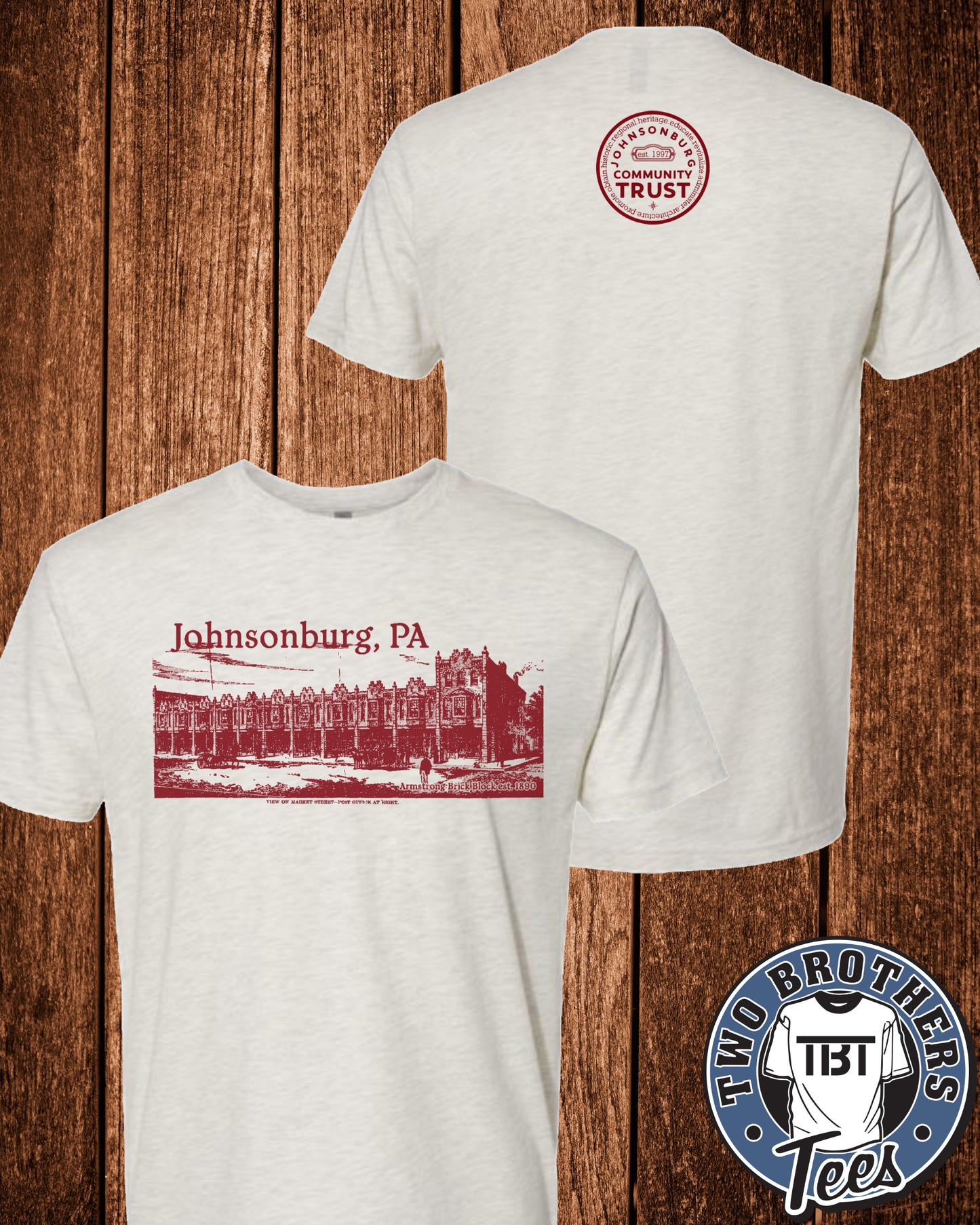 Johnsonburg Red Brick Block T-Shirt - Design on Front / Trust Logo on Back
