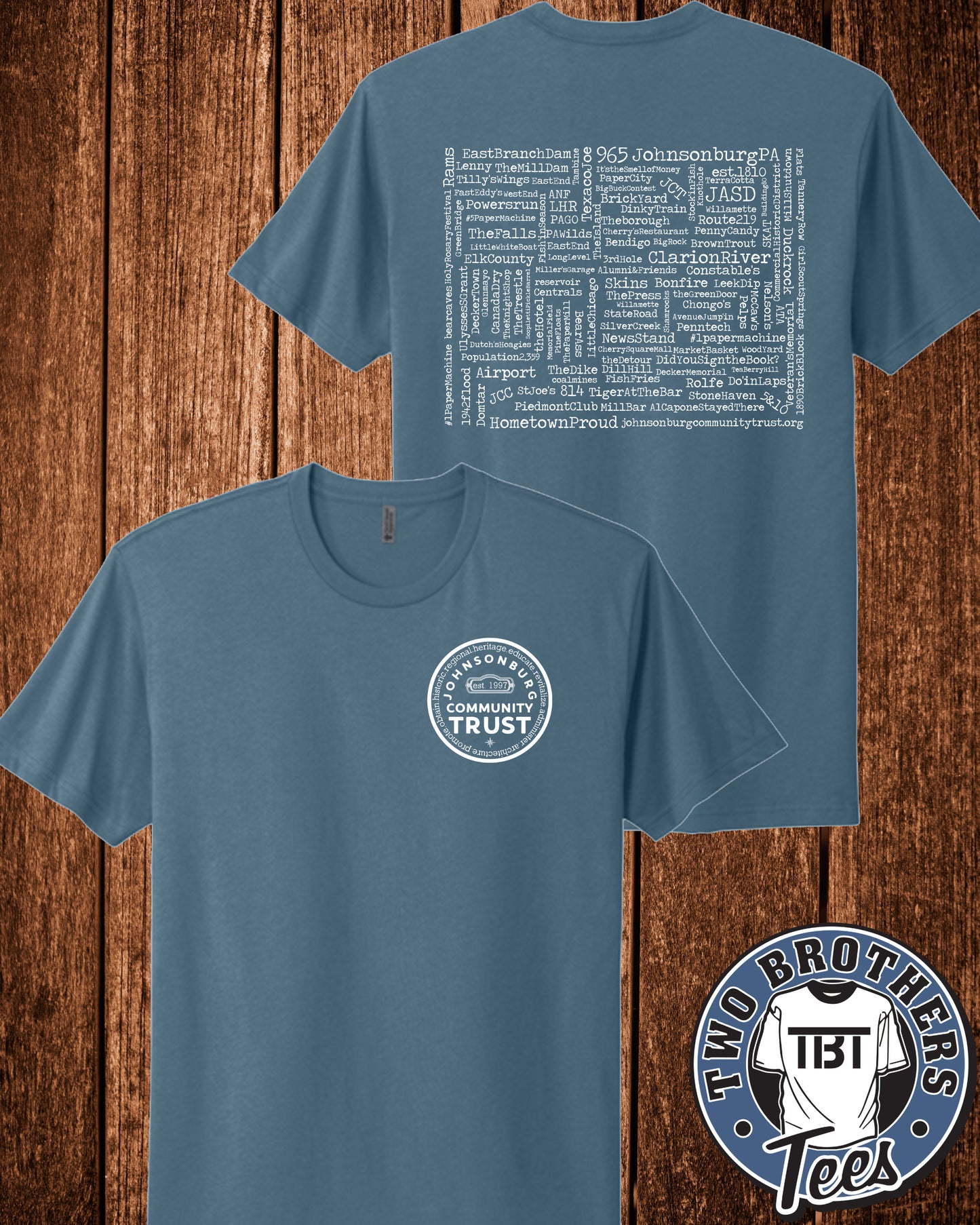 Johnsonburg Word Cloud T-Shirt - Trust Logo on Front / Design on Back