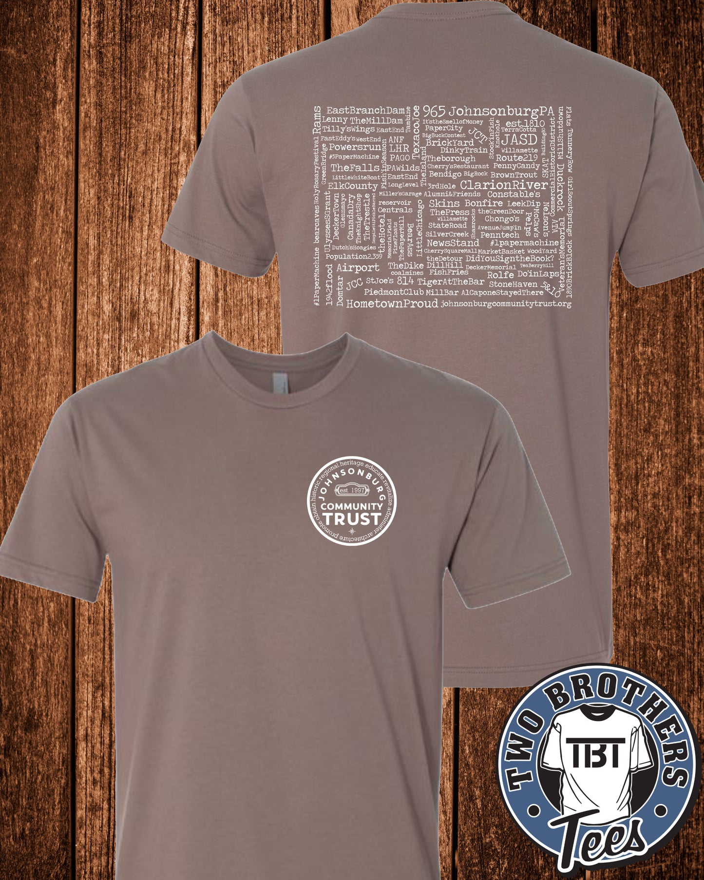 Johnsonburg Word Cloud T-Shirt - Trust Logo on Front / Design on Back