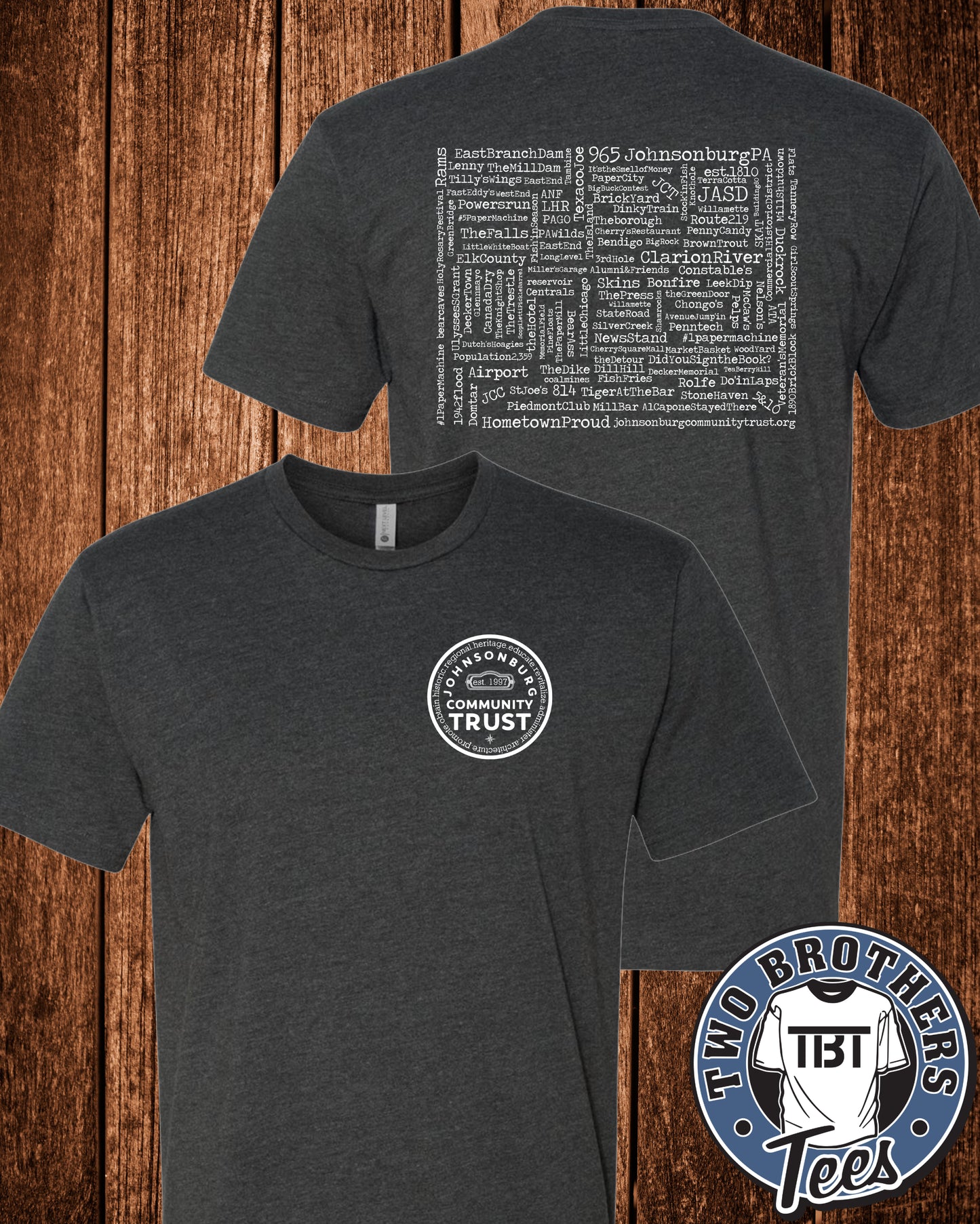 Johnsonburg Word Cloud T-Shirt - Trust Logo on Front / Design on Back
