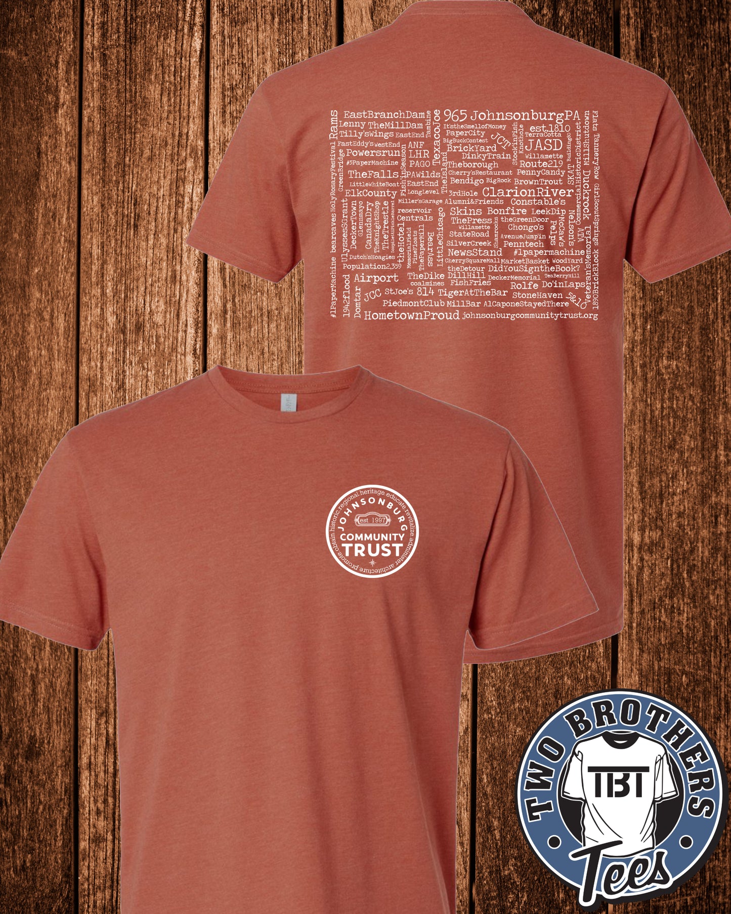 Johnsonburg Word Cloud T-Shirt - Trust Logo on Front / Design on Back