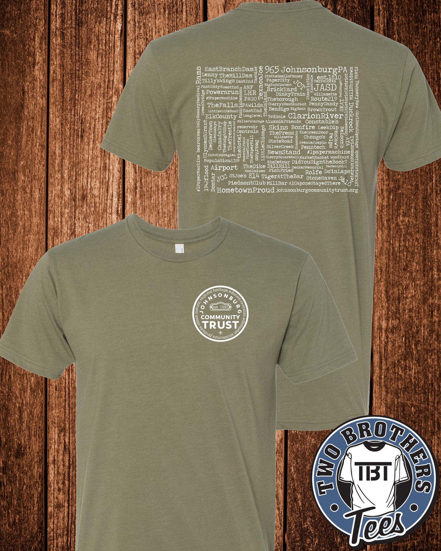 Johnsonburg Word Cloud T-Shirt - Trust Logo on Front / Design on Back