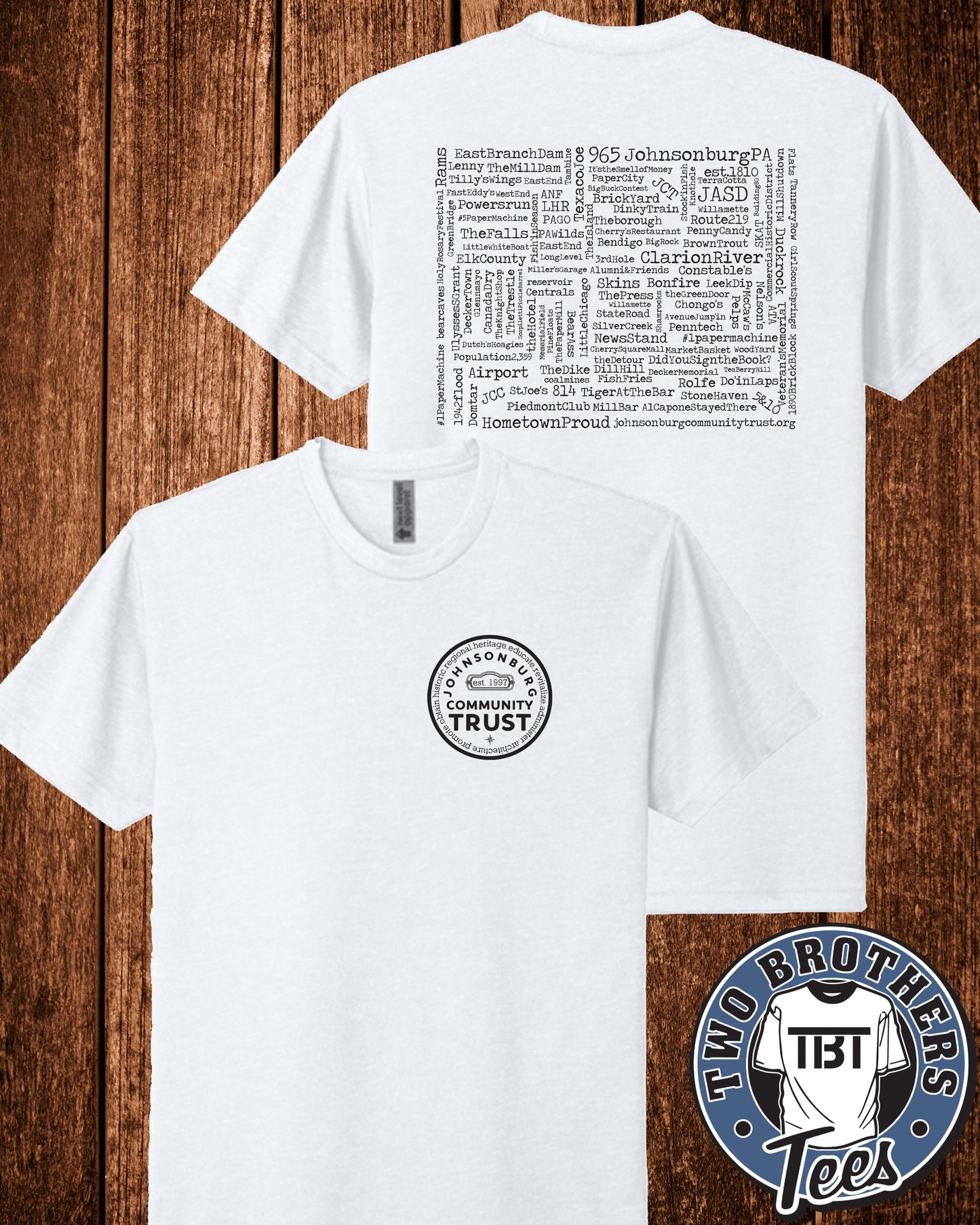 Johnsonburg Word Cloud T-Shirt - Trust Logo on Front / Design on Back