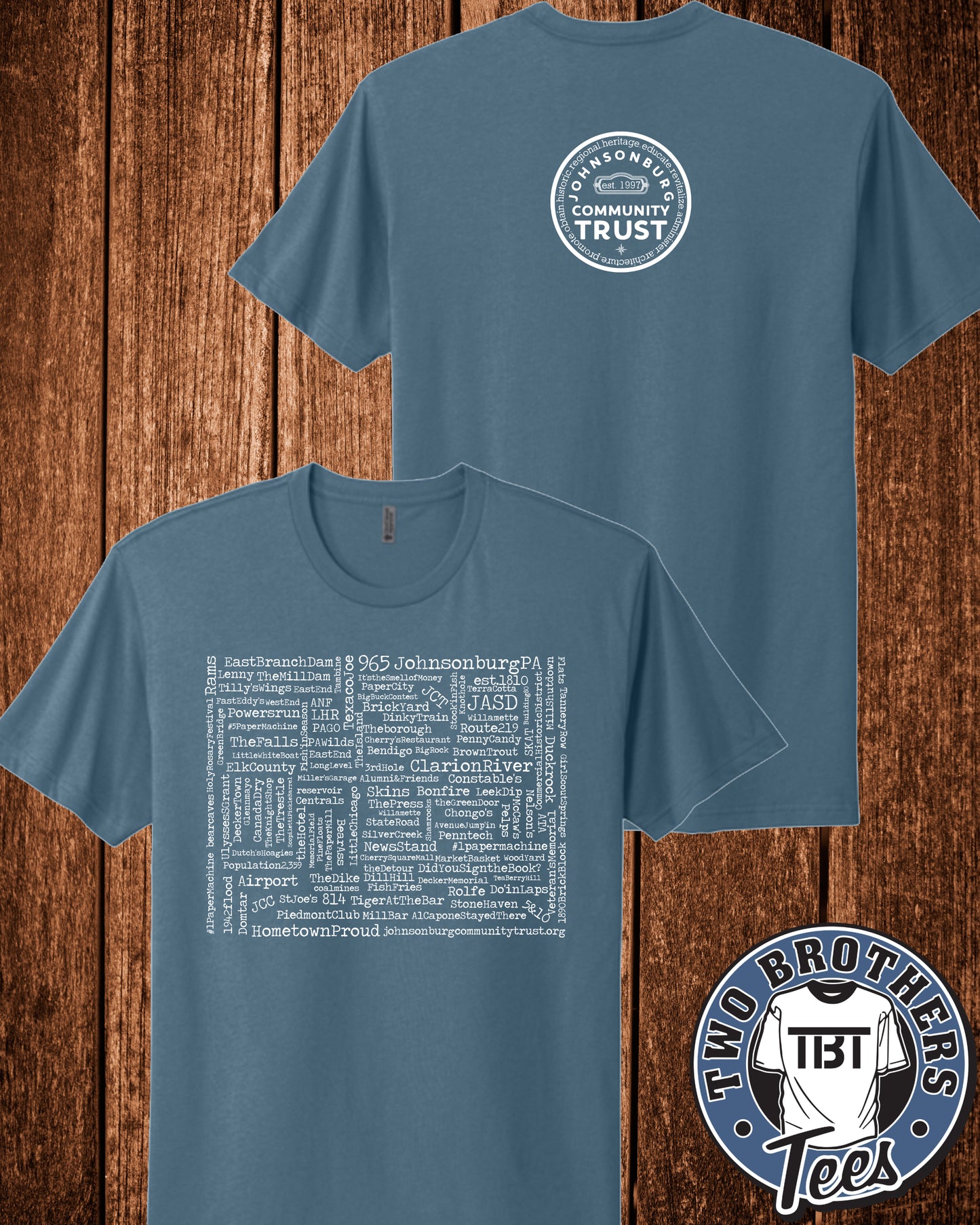 Johnsonburg Word Cloud T-Shirt - Design on Front / Trust Logo on Back