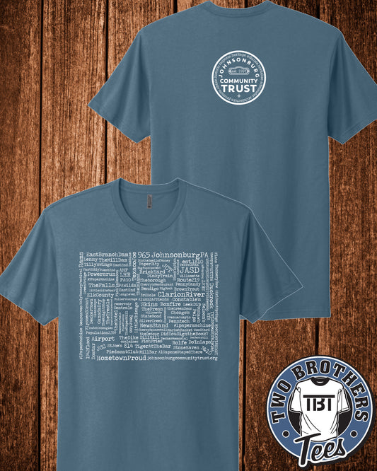 Johnsonburg Word Cloud T-Shirt - Design on Front / Trust Logo on Back