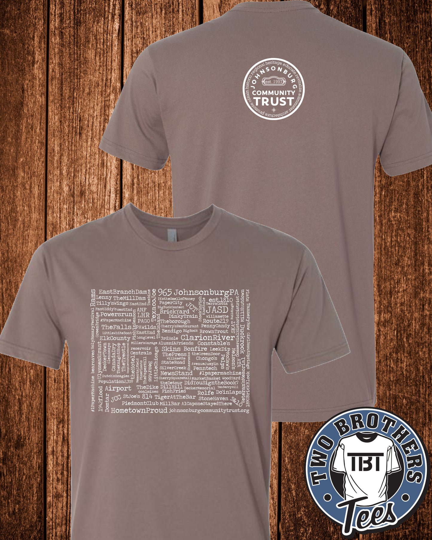 Johnsonburg Word Cloud T-Shirt - Design on Front / Trust Logo on Back