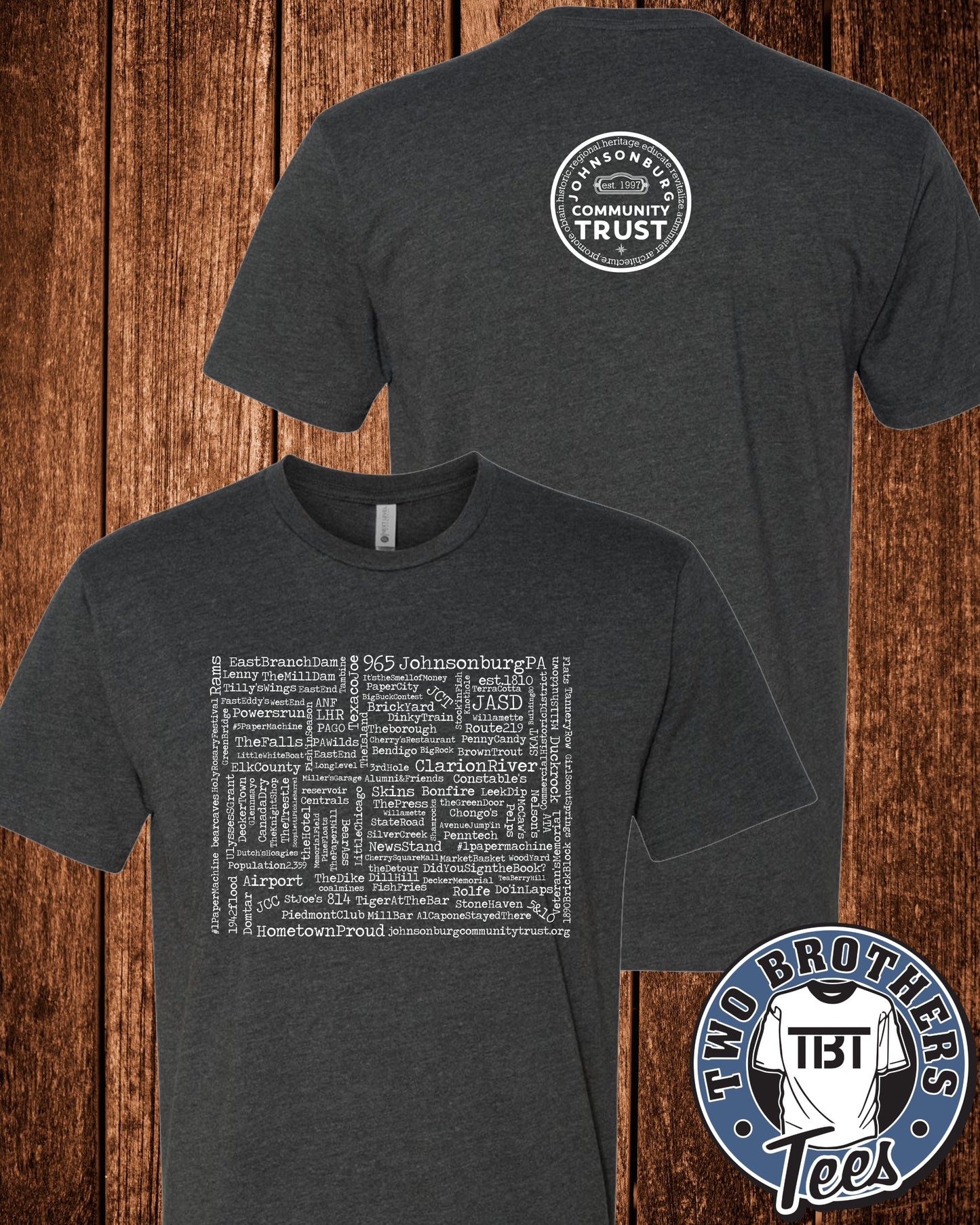 Johnsonburg Word Cloud T-Shirt - Design on Front / Trust Logo on Back