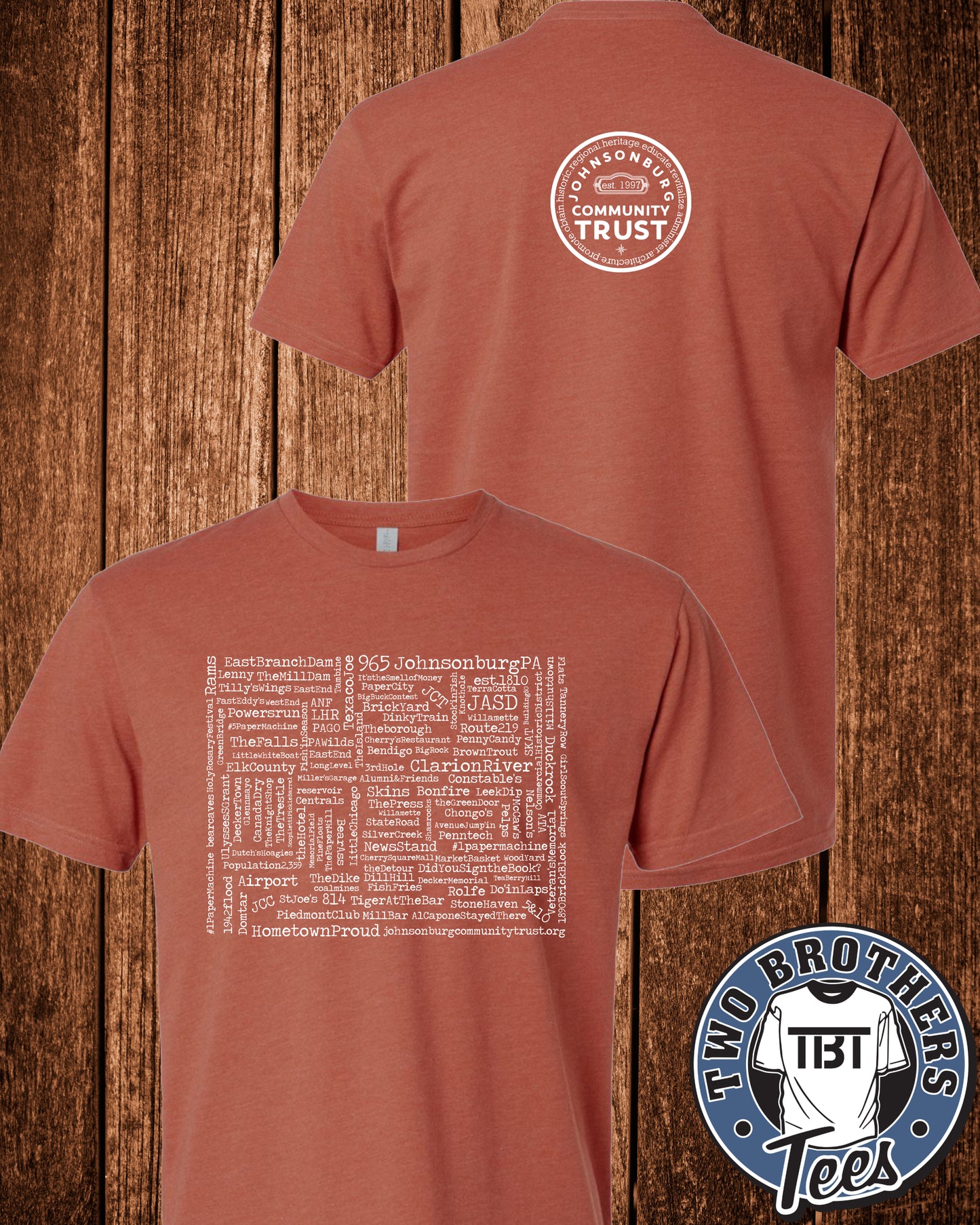 Johnsonburg Word Cloud T-Shirt - Design on Front / Trust Logo on Back