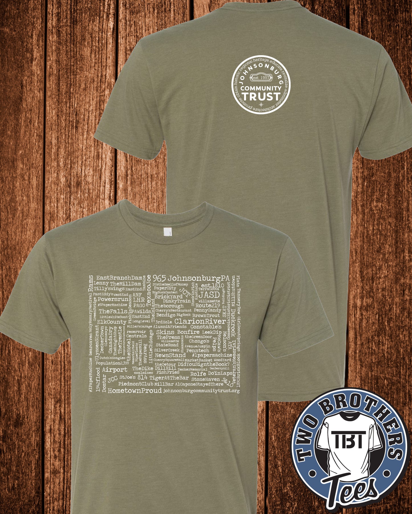 Johnsonburg Word Cloud T-Shirt - Design on Front / Trust Logo on Back