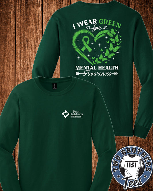 PHH Behavioral Health Long Sleeve T-Shirt - Green Awareness Design