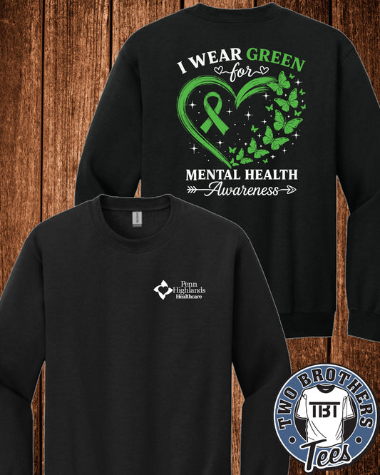 PHH Behavioral Health Crewneck Sweatshirt - Green Awareness Design