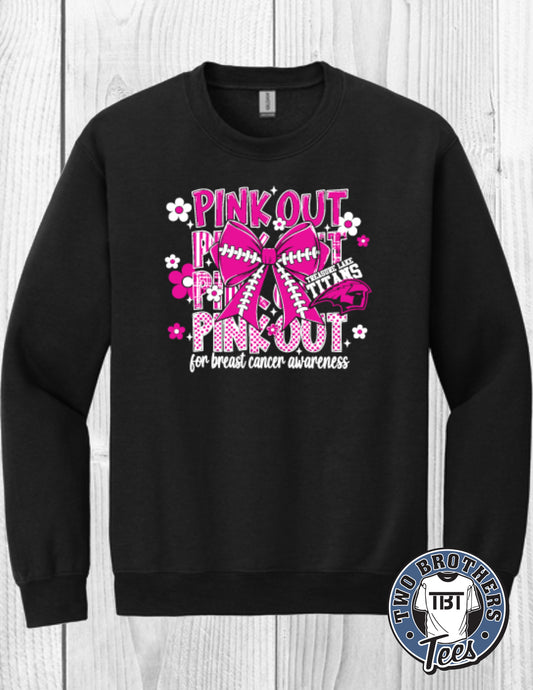 Treasure Lake Titans Pink Out 2026 Crewneck Sweatshirt - Bow Design
