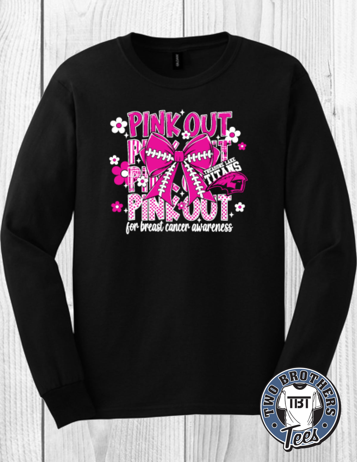 Treasure Lake Titans Pink Out 2026 Long Sleeve T-Shirt - Bow Design